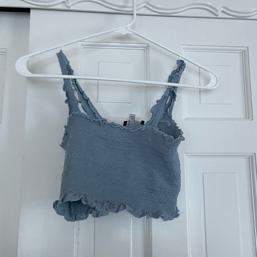 Baby Blue Ruffled Cropped Women’s Kendall and Kylie Top